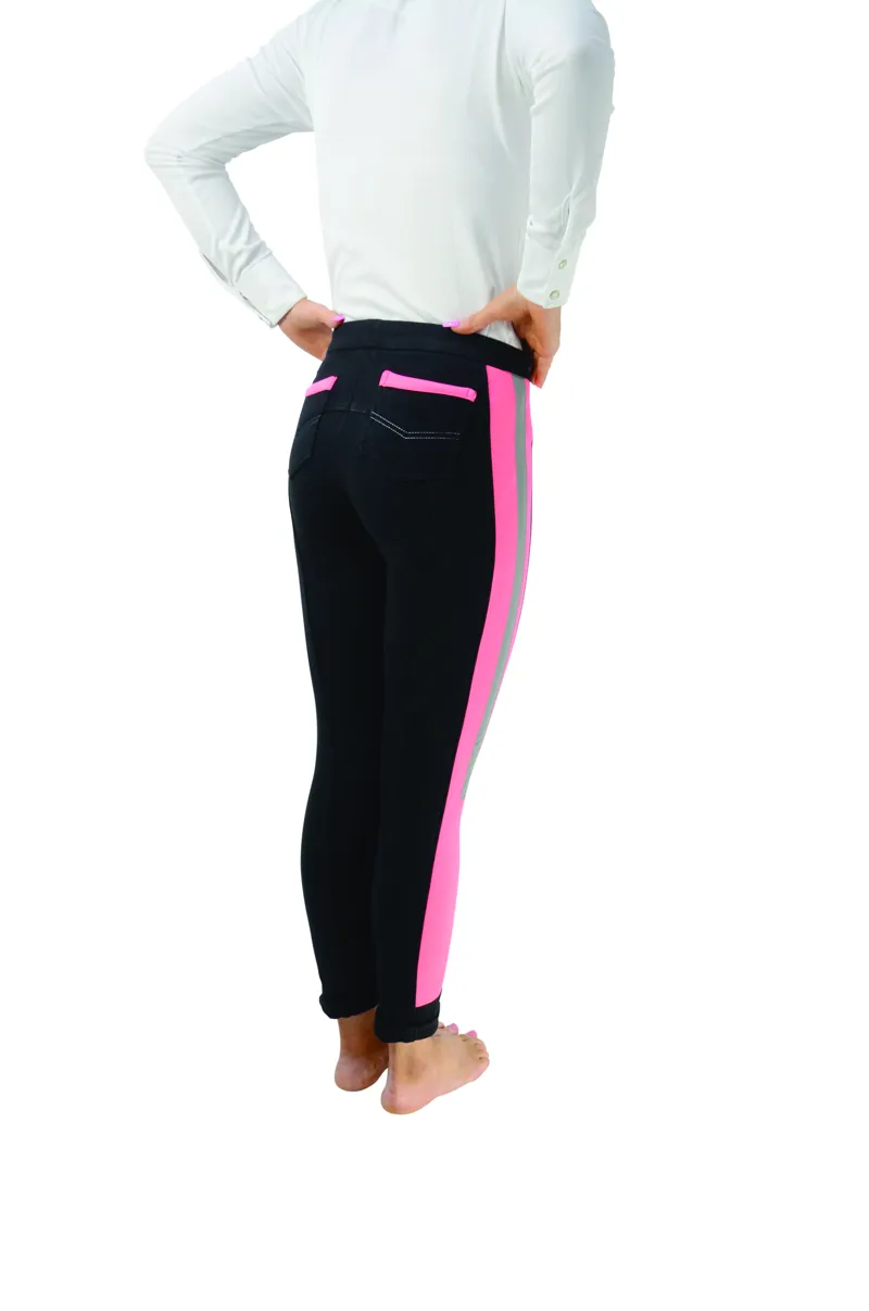 Hy Equestrian Reflector Ladies Jodhpurs - Pink/Black-1